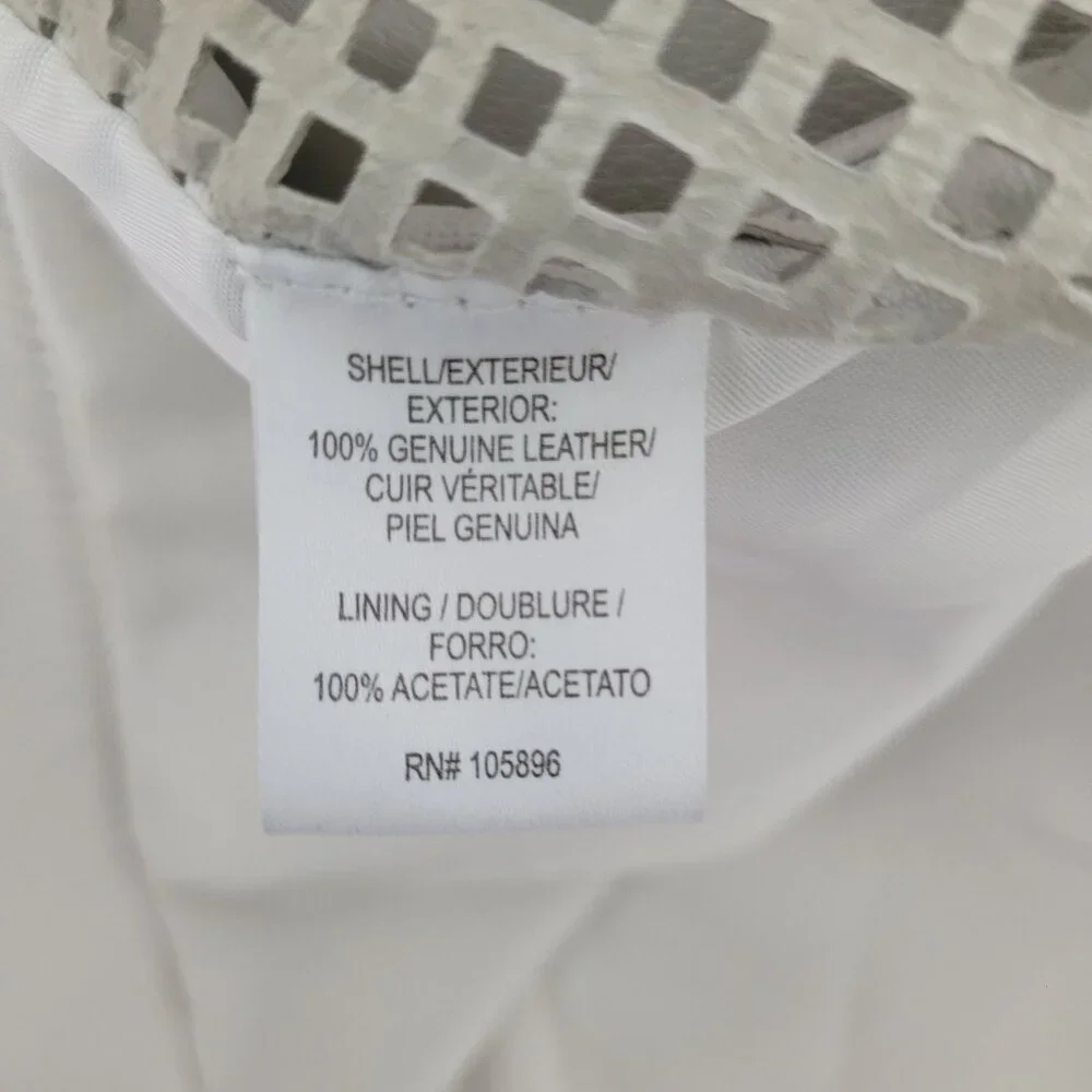 Worth New York Genuine Leather Zip Front Vest Size 10 White Perforated Moto - Picture 7 of 8